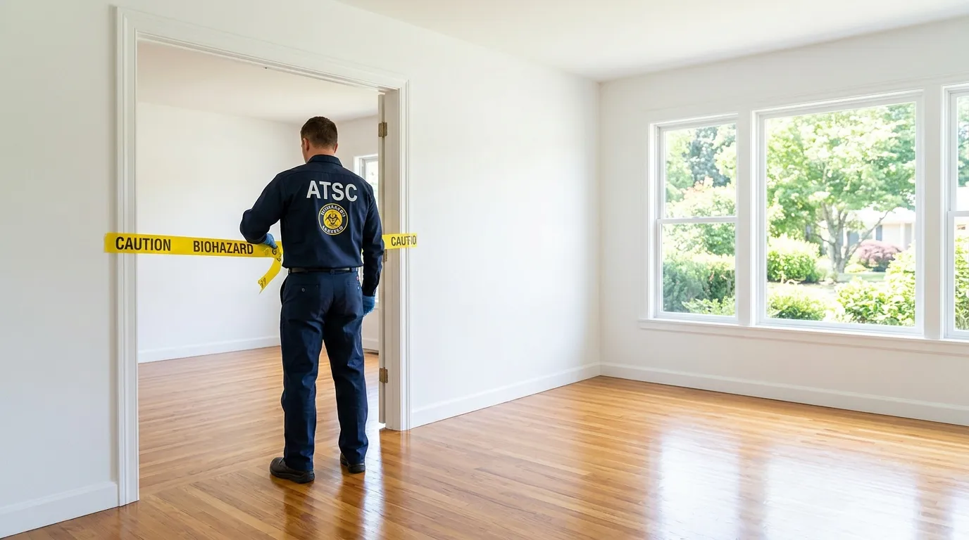 Certified biohazard cleanup crew performing Decomposition Cleanup in Colts Neck